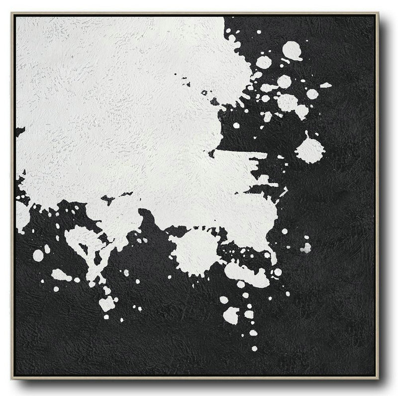 Oversized Minimal Black And White Painting,Size Extra Large Abstract Art #G9D9